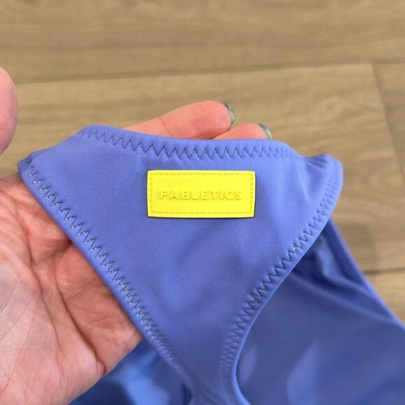 FABLETICS Purple Yellow‎ Zip-Front Racerback Shaping Compression Swim Top Size L - Picture 8 of 11